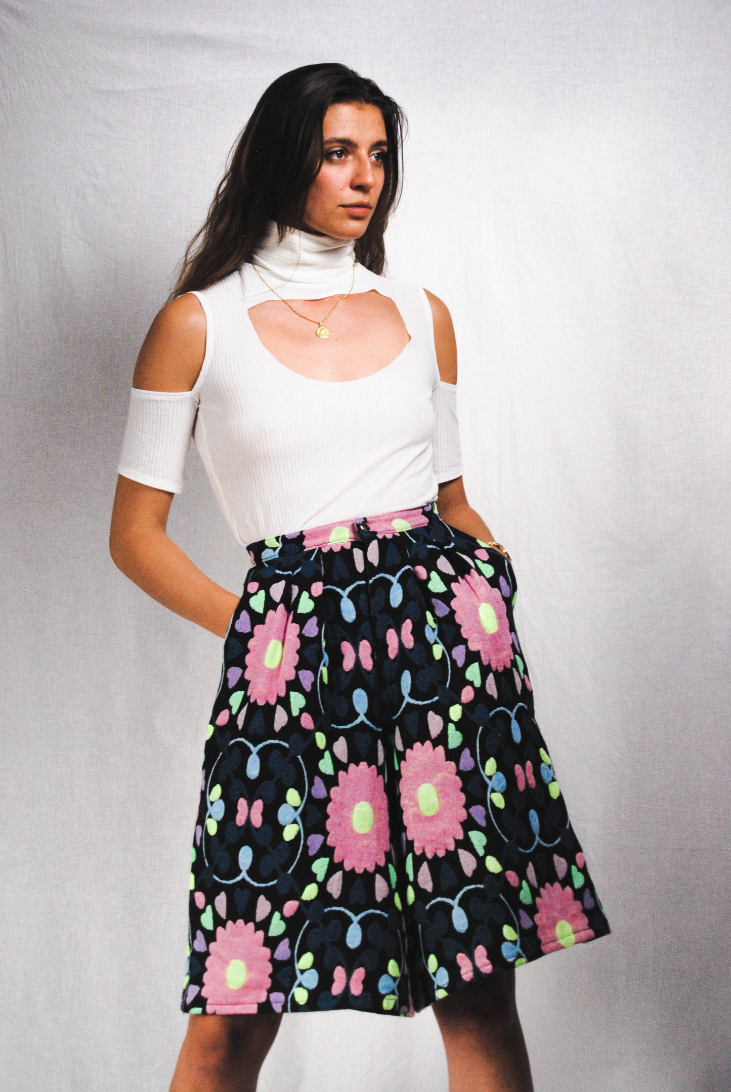 BERMUDA À PLIS - Maille Jacquard
