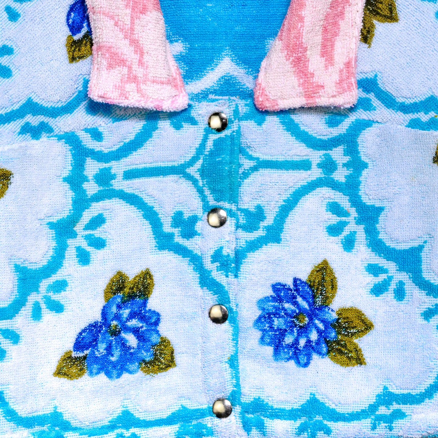 Chemise en éponge vintage - Bleu à fleur T34