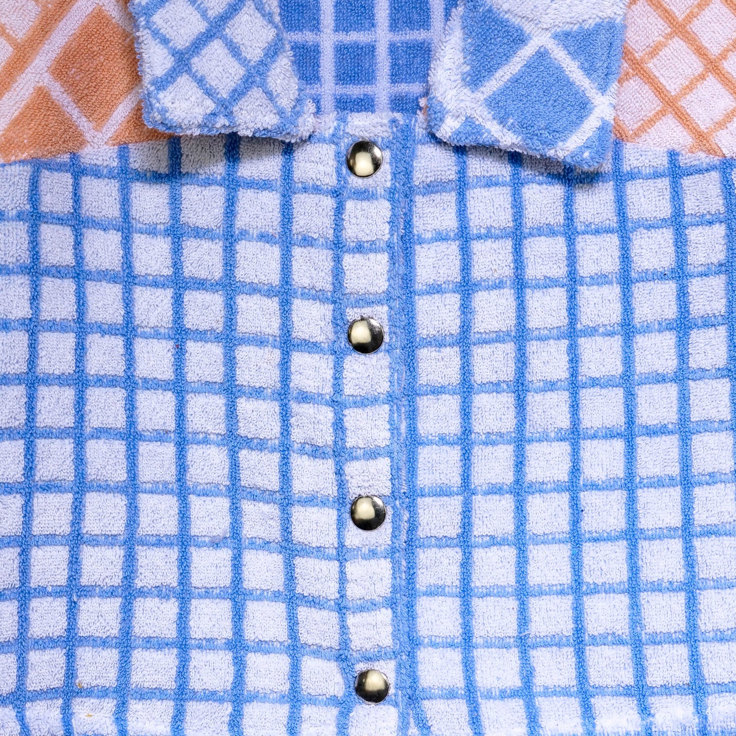 Chemise en éponge vintage - Bleu et orange à carreaux T36