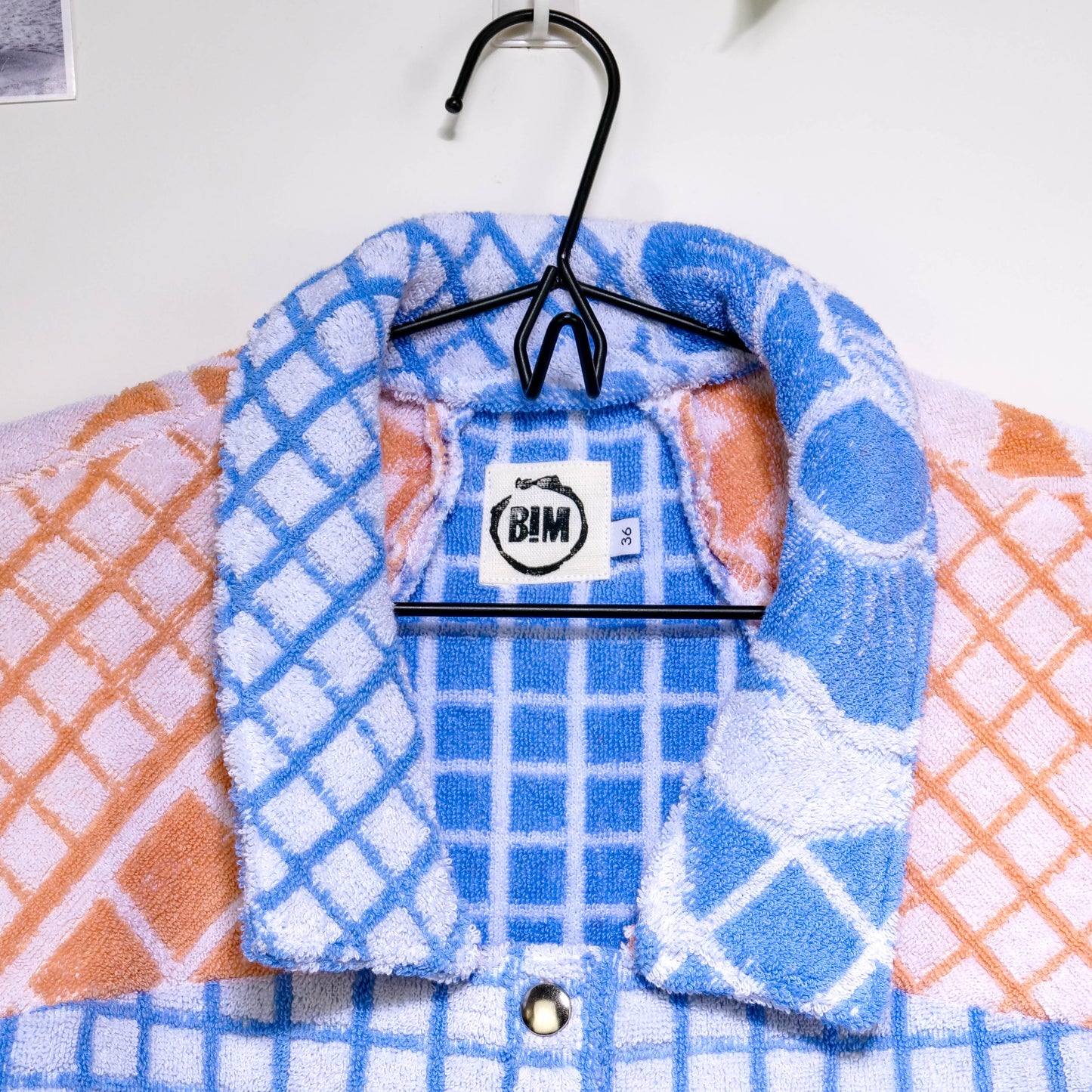 Chemise en éponge vintage - Bleu et orange à carreaux T36