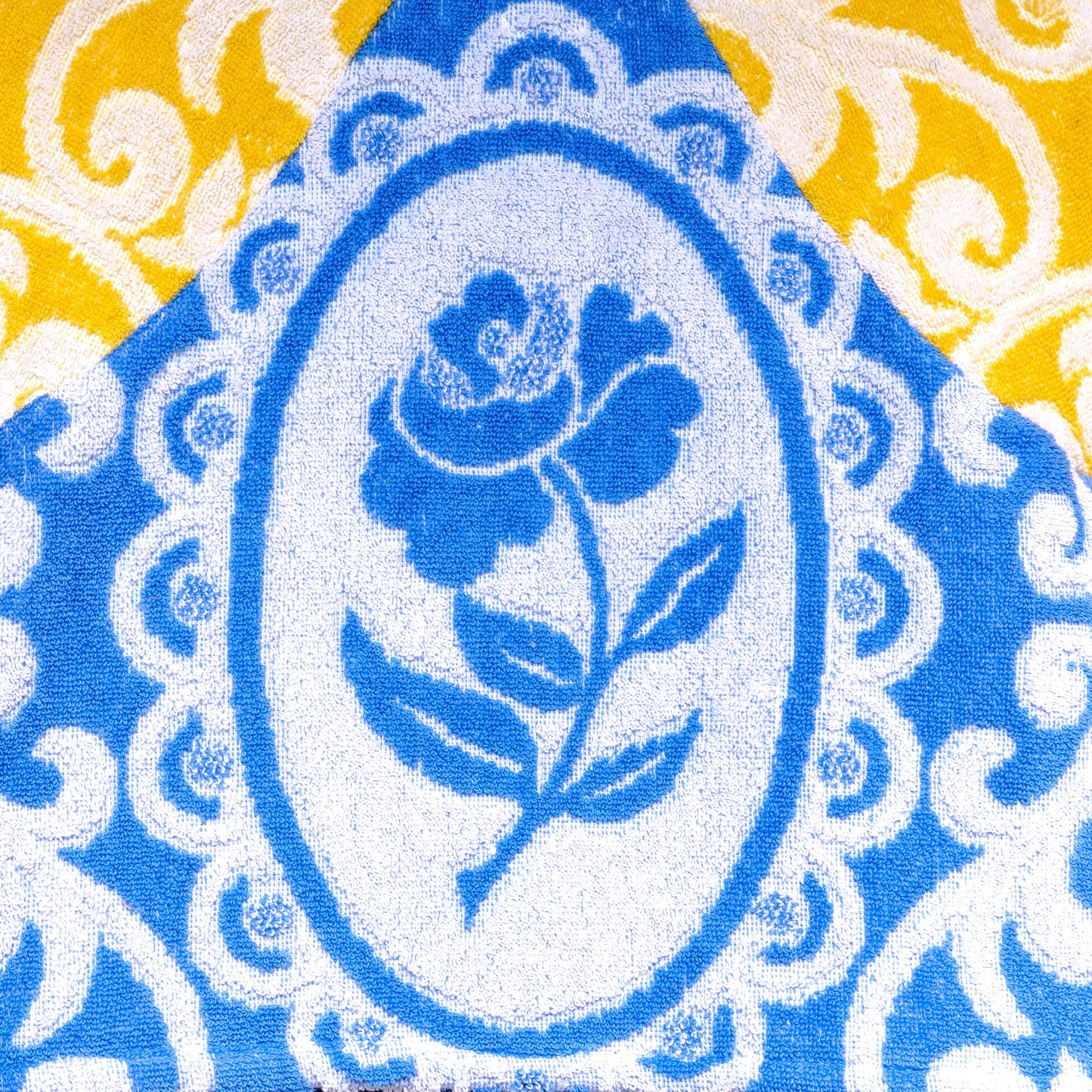 Chemise en éponge vintage - Bleu et jaune à fleur T36