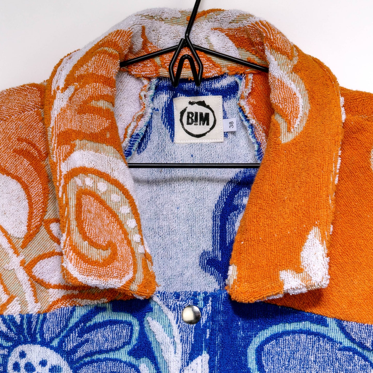 Chemise en éponge vintage - Bleu et orange à fleur T38