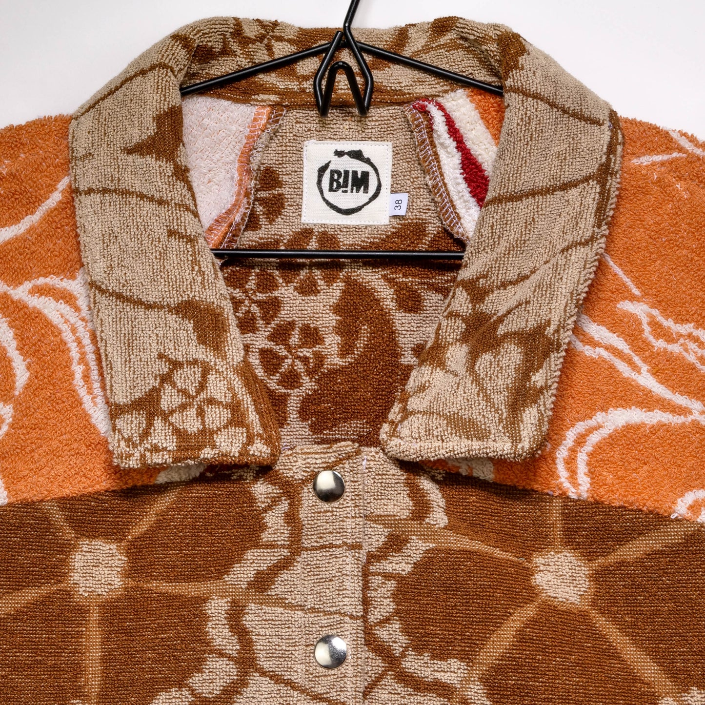 Chemise en éponge vintage - Marron et orange à fleur T38