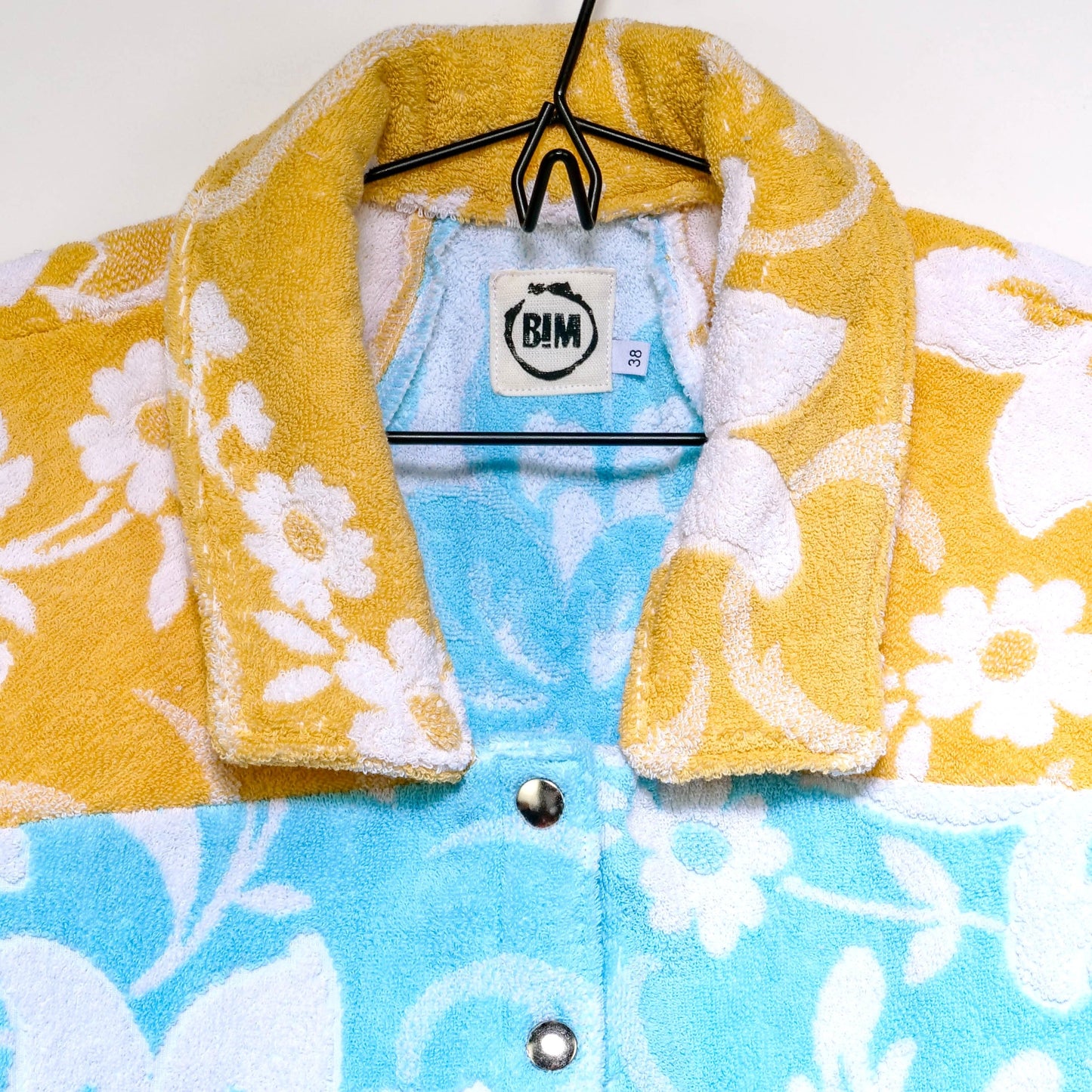 Chemise en éponge vintage - Bleu et jaune à fleur T38