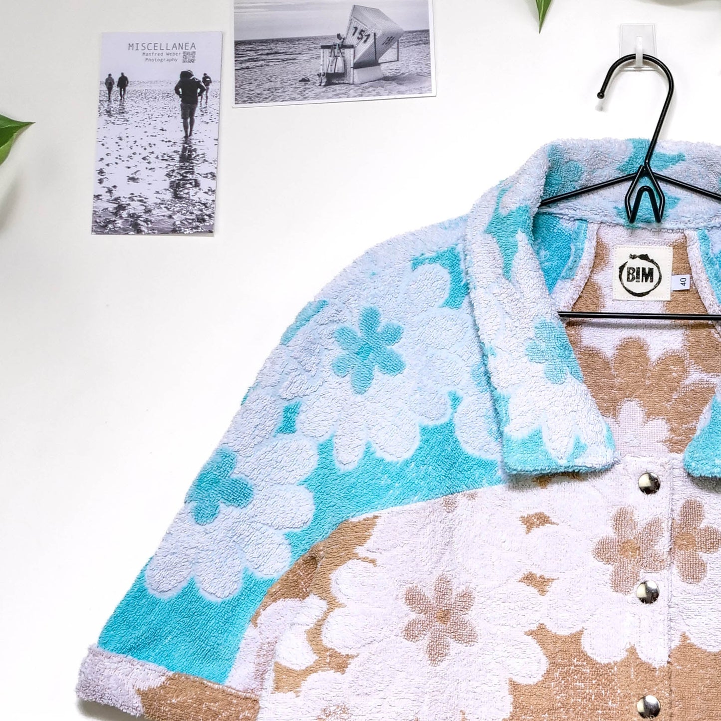 Chemise en éponge vintage - Bleu et marron à fleur T40