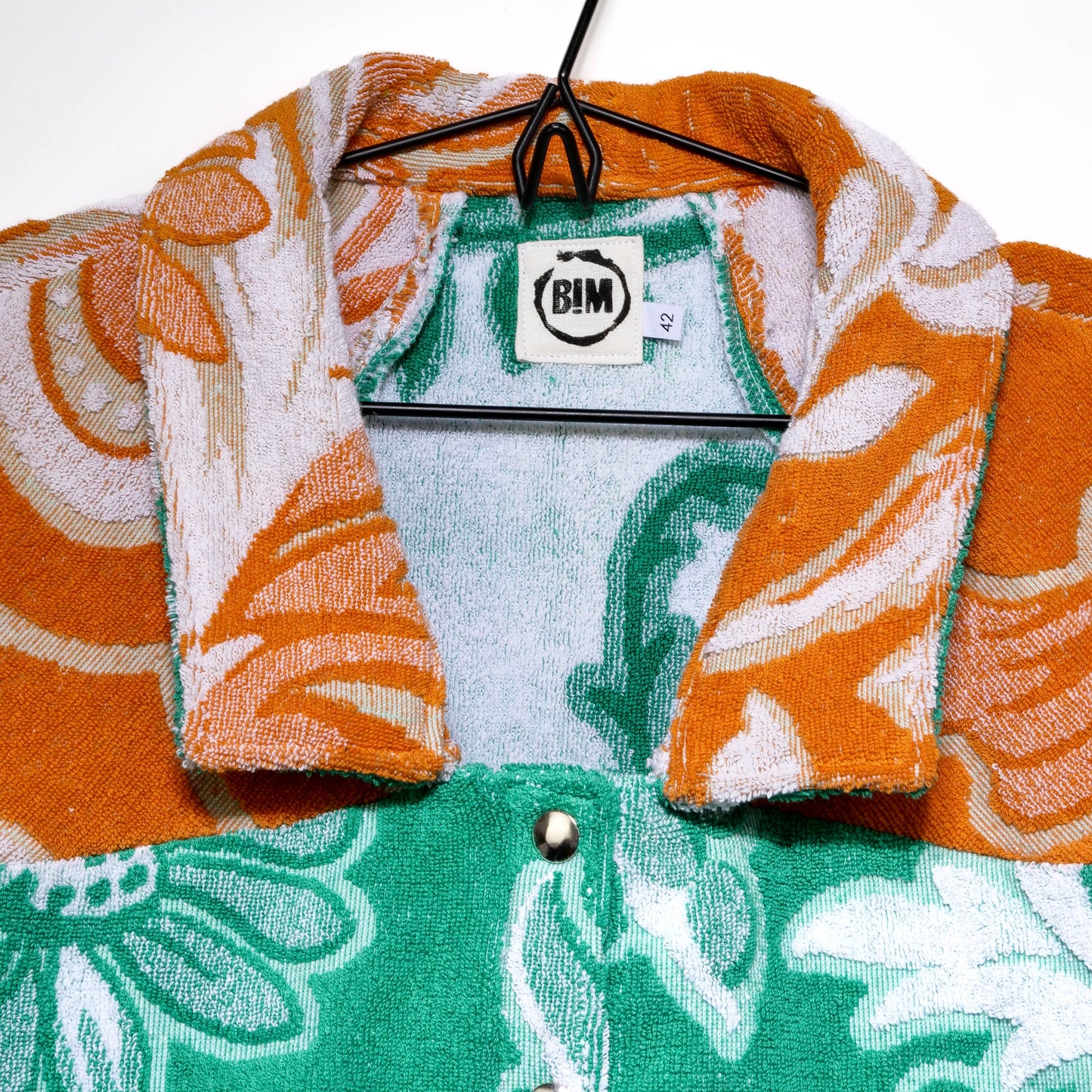 Chemise en éponge vintage - Vert et orange à fleur T42