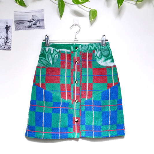 Jupe en éponge vintage - Tartan Vert T34