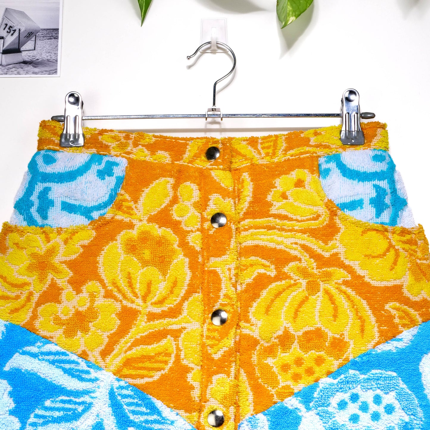Jupe en éponge vintage - Bleu et jaune à fleur T36