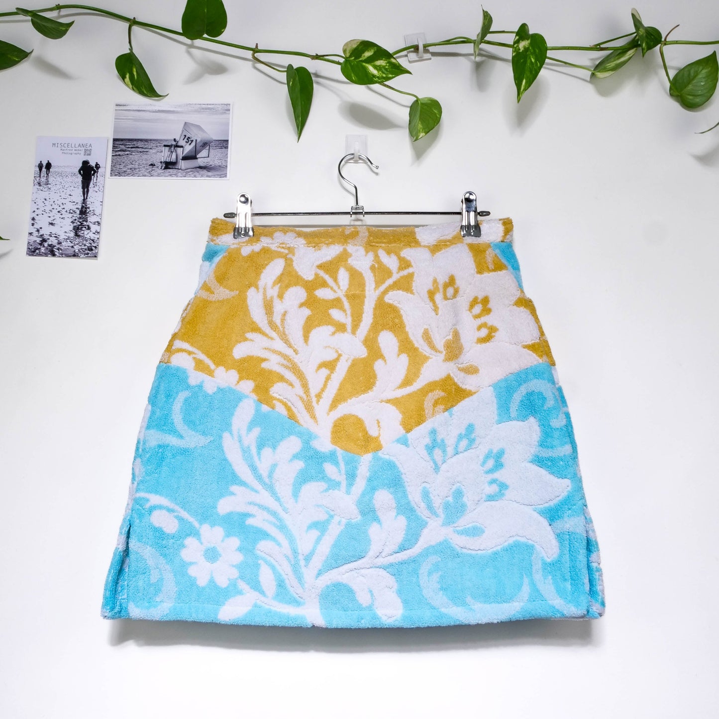 Jupe en éponge vintage - Jaune et bleu à fleur T38