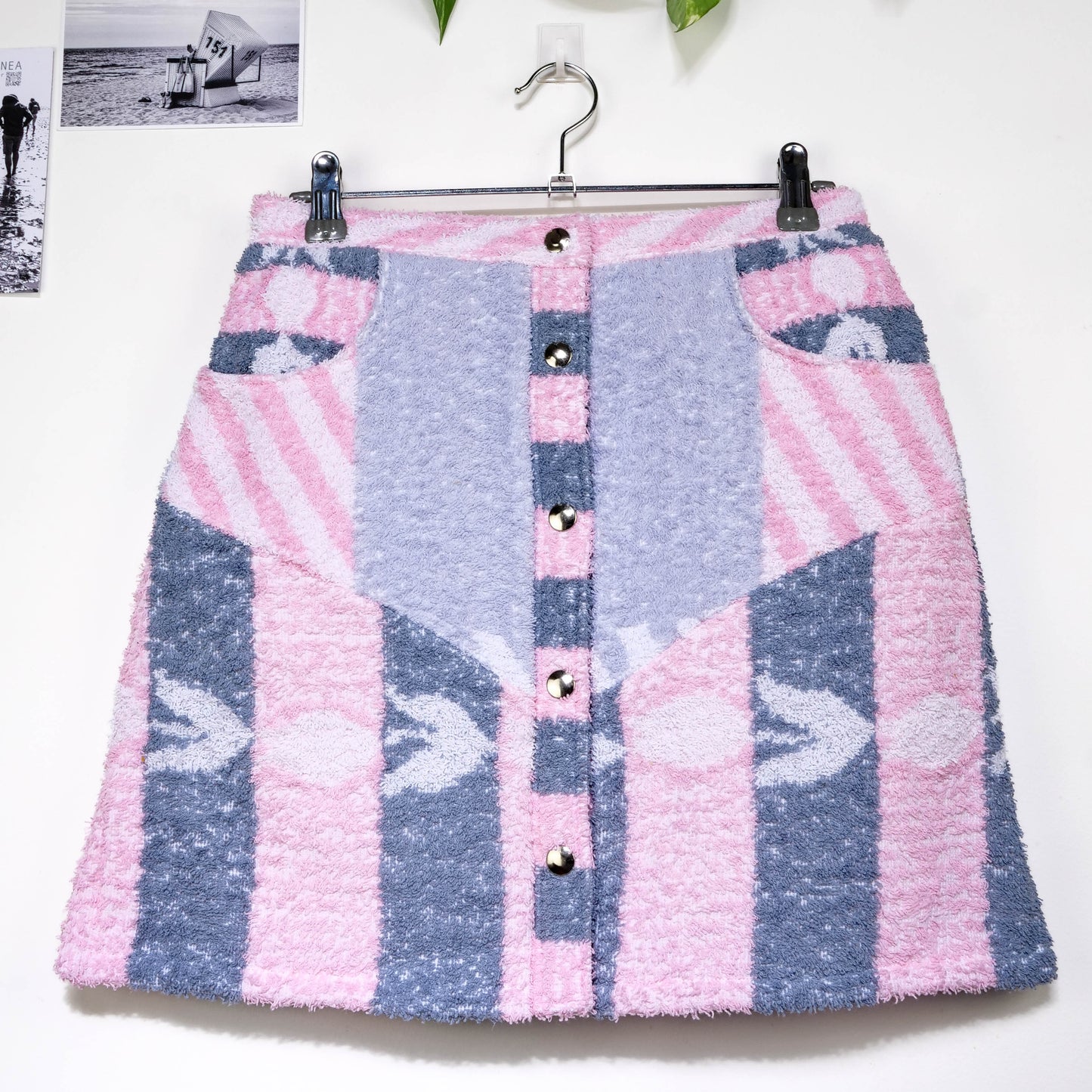Jupe en éponge vintage - Rose à rayure T38