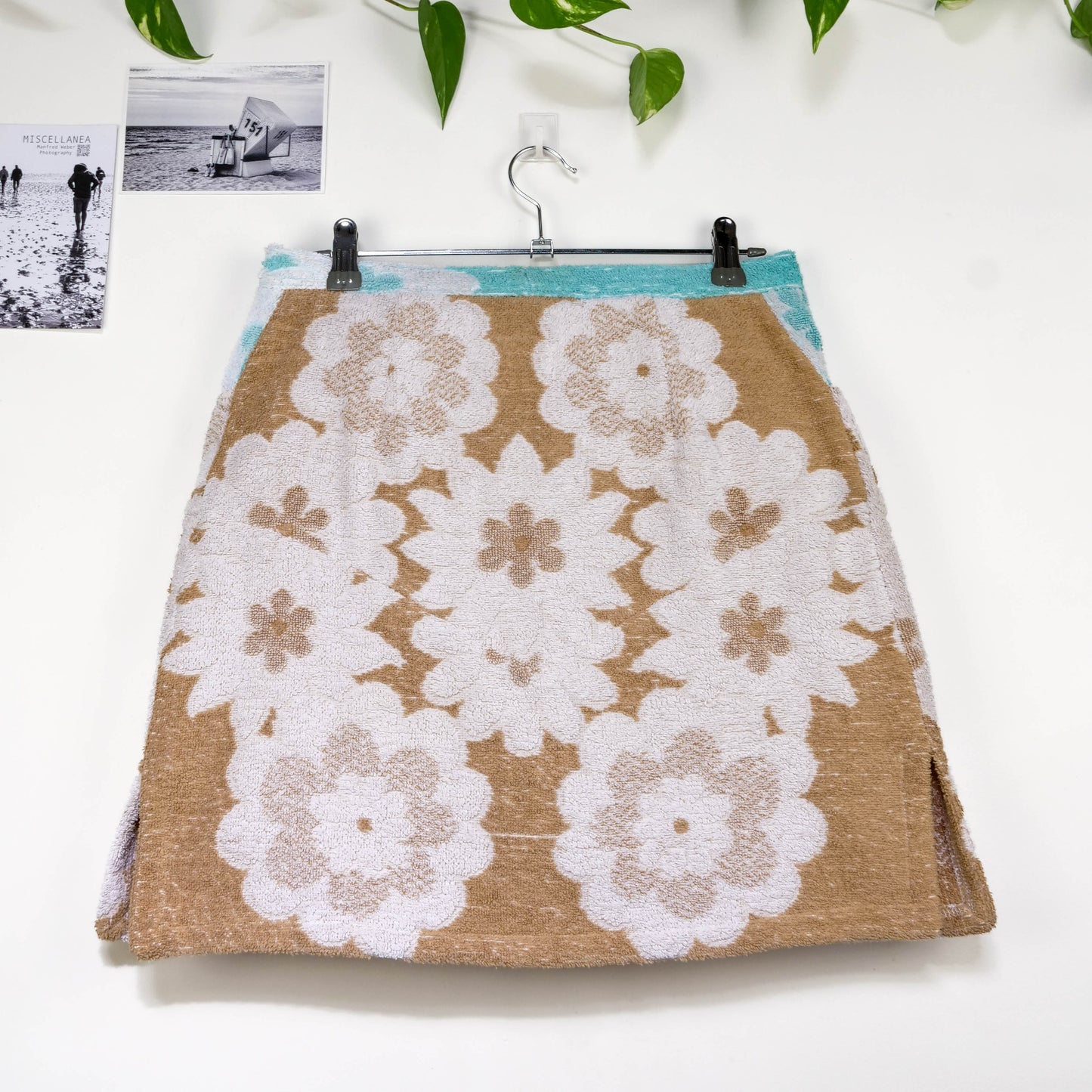Jupe en éponge vintage - Marron à fleur T40