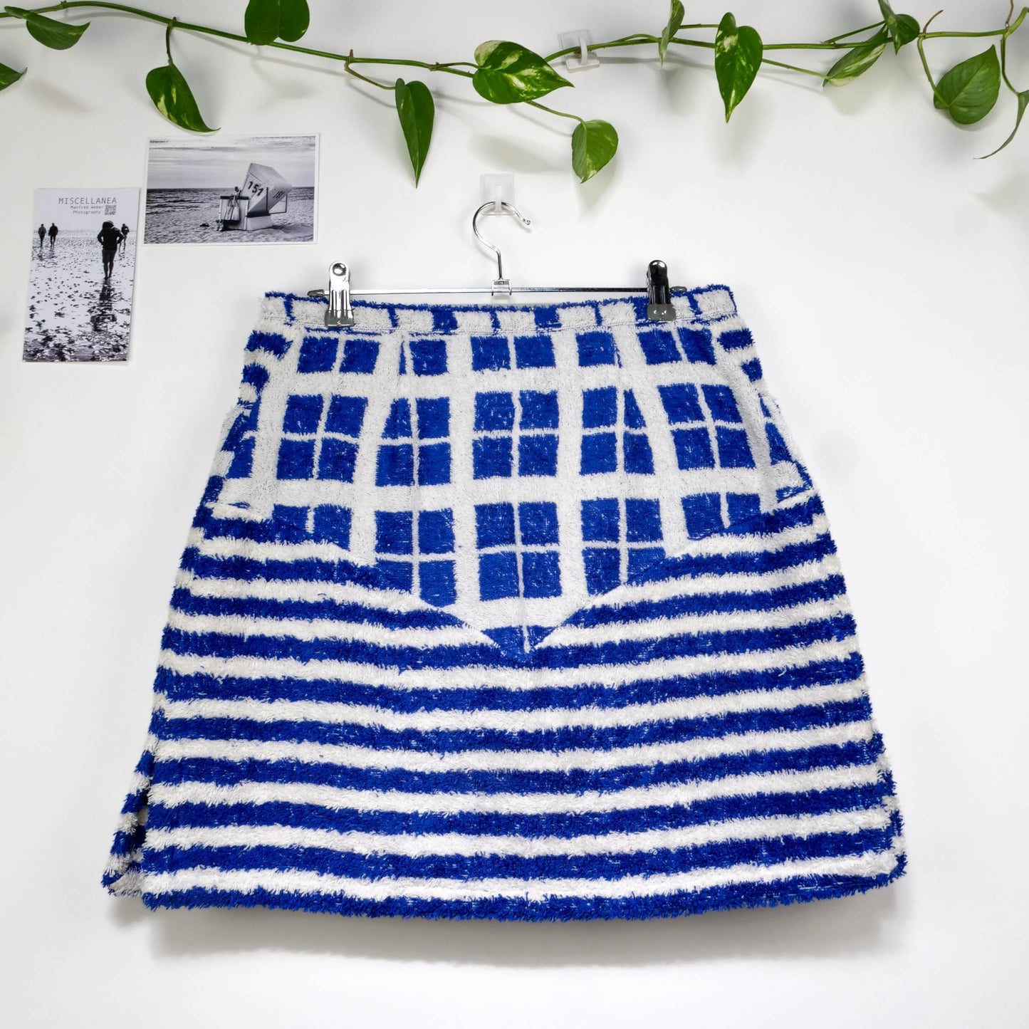 Jupe en éponge vintage - Bleu à rayure T42