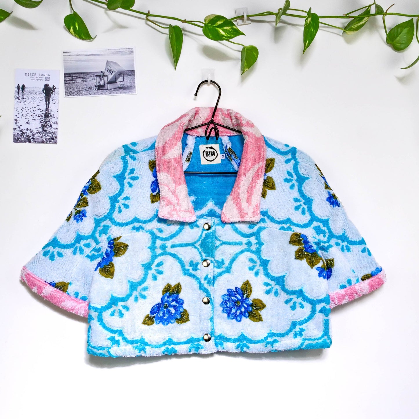 Chemise en éponge vintage - Bleu à fleur T34
