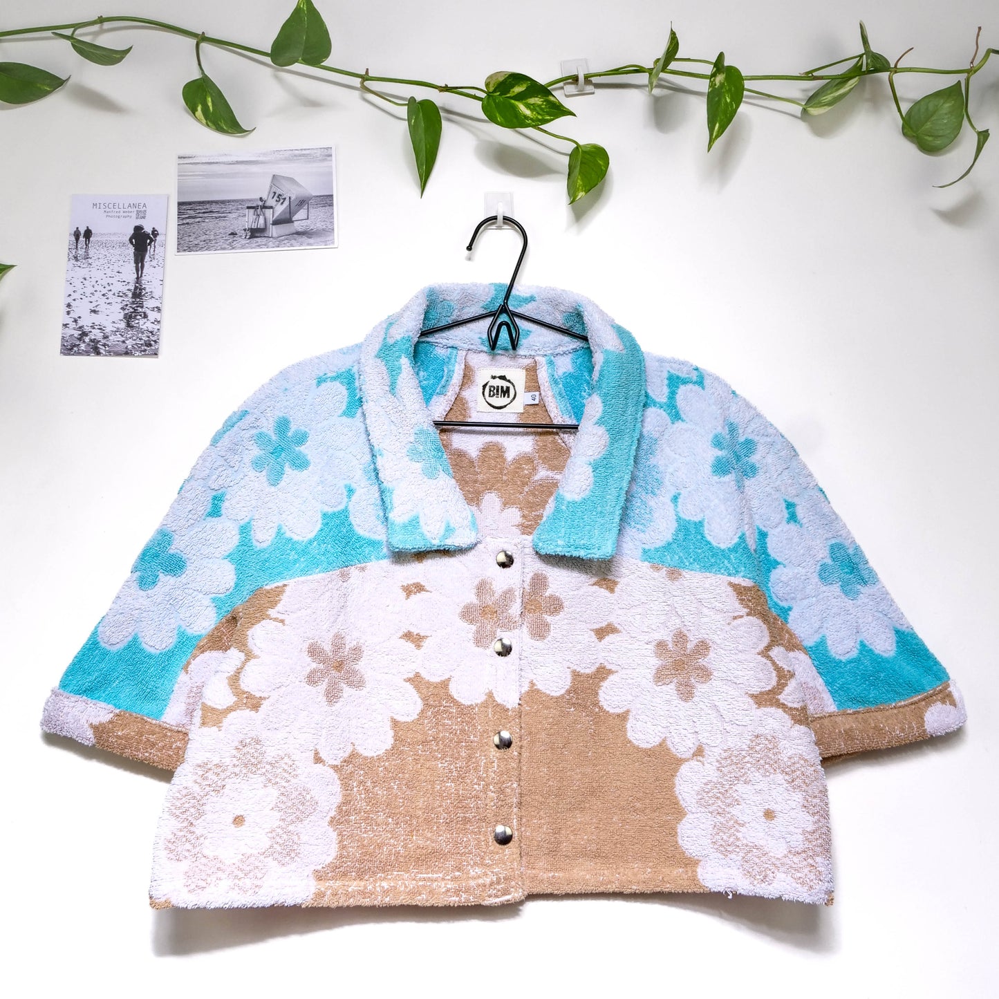Chemise en éponge vintage - Bleu et marron à fleur T40