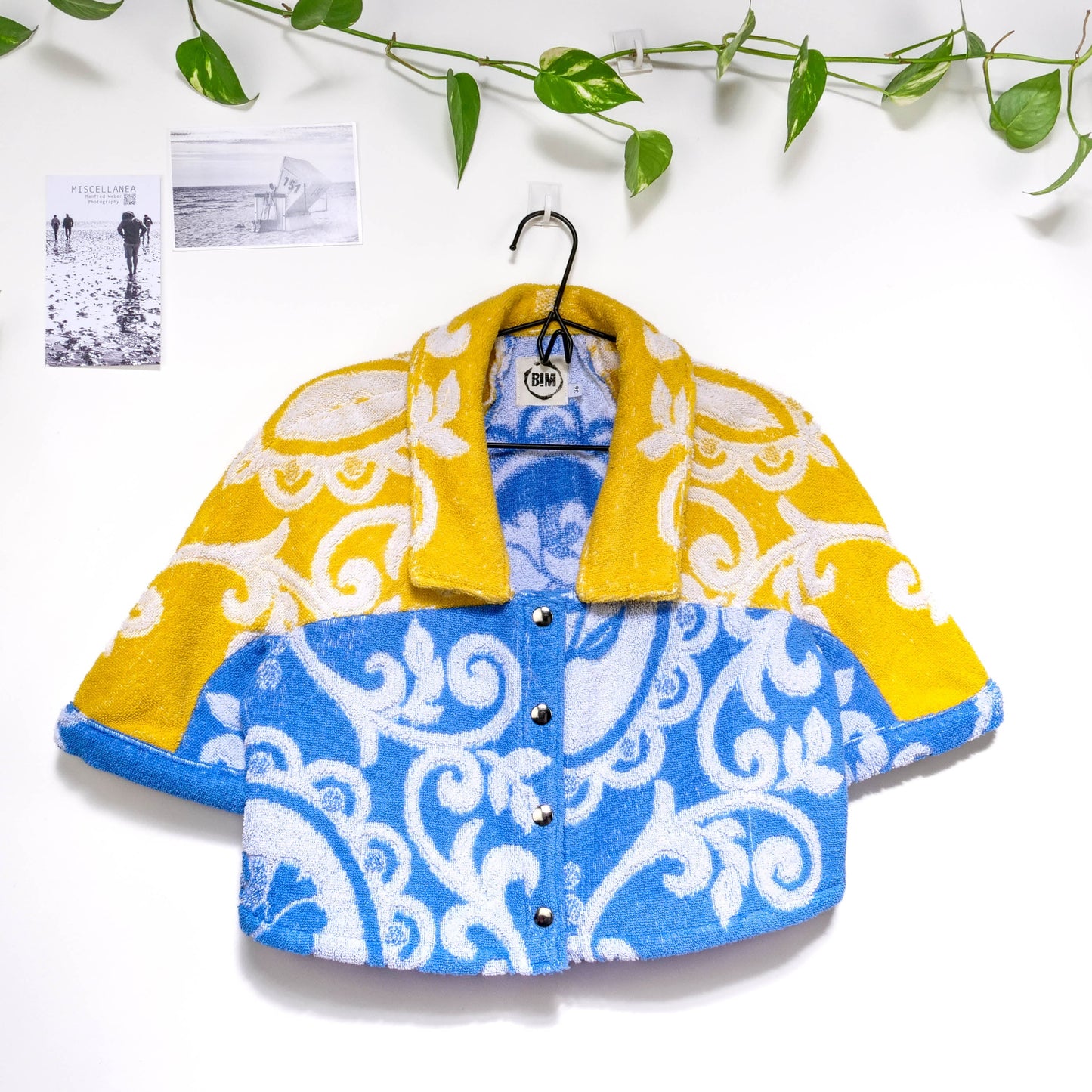 Chemise en éponge vintage - Bleu et jaune à fleur T36