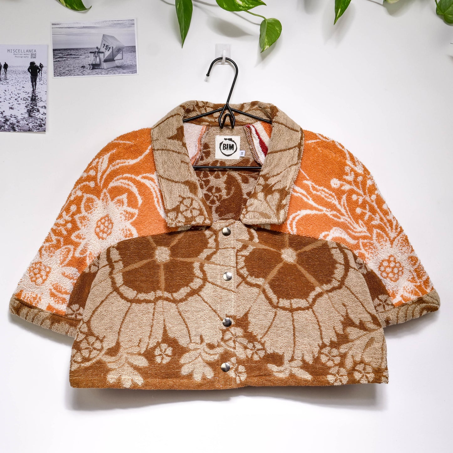 Chemise en éponge vintage - Marron et orange à fleur T38