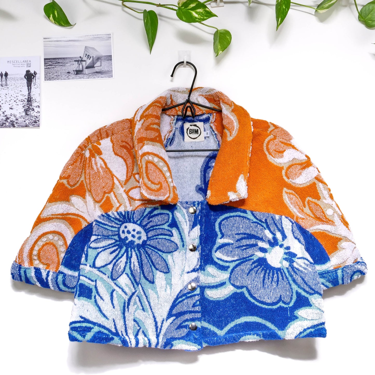 Chemise en éponge vintage - Bleu et orange à fleur T38