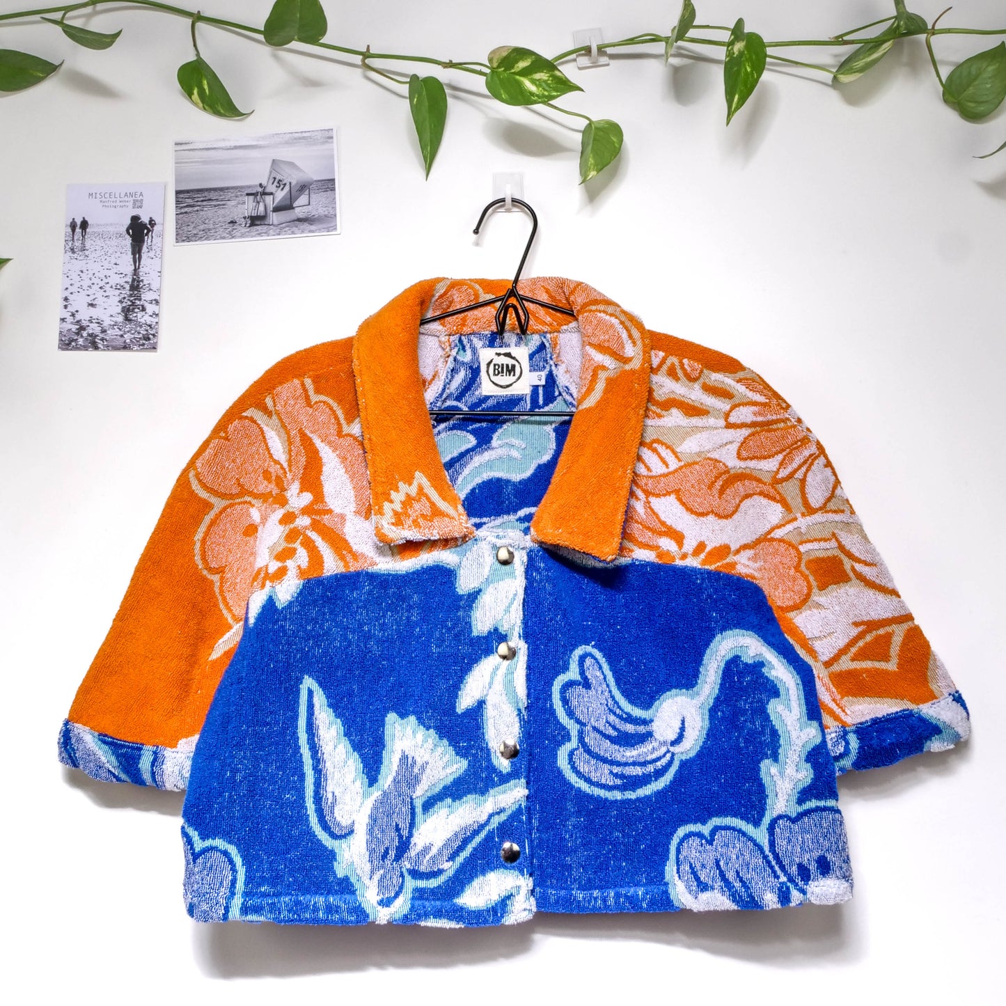 Chemise en éponge vintage - Bleu et orange à fleur T40