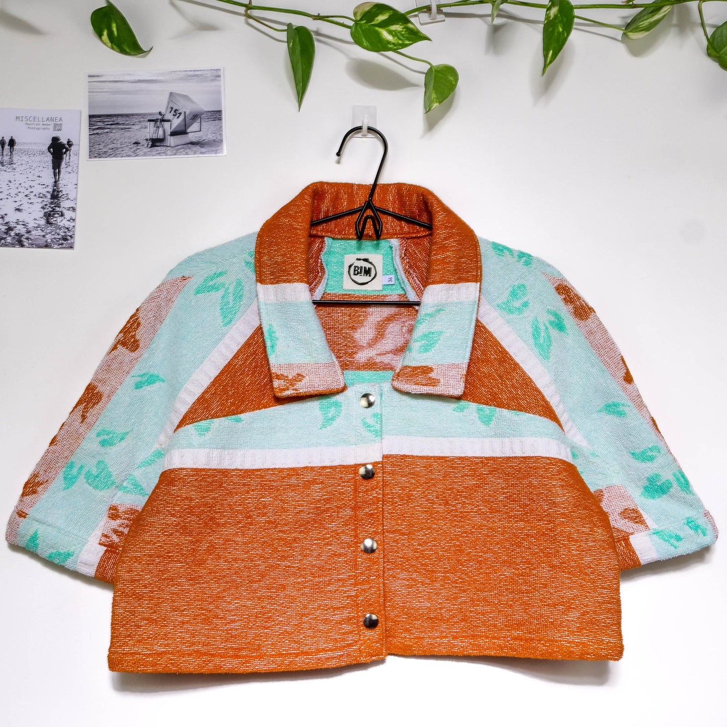 Chemise en éponge vintage - Bleu et marron à fleur T36