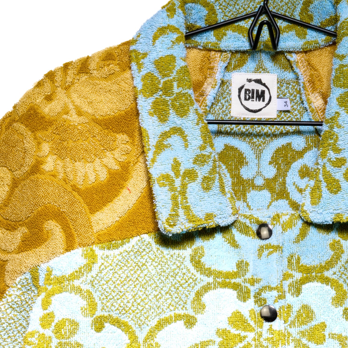 Chemise en éponge vintage - Turquoise et doré à fleur T34