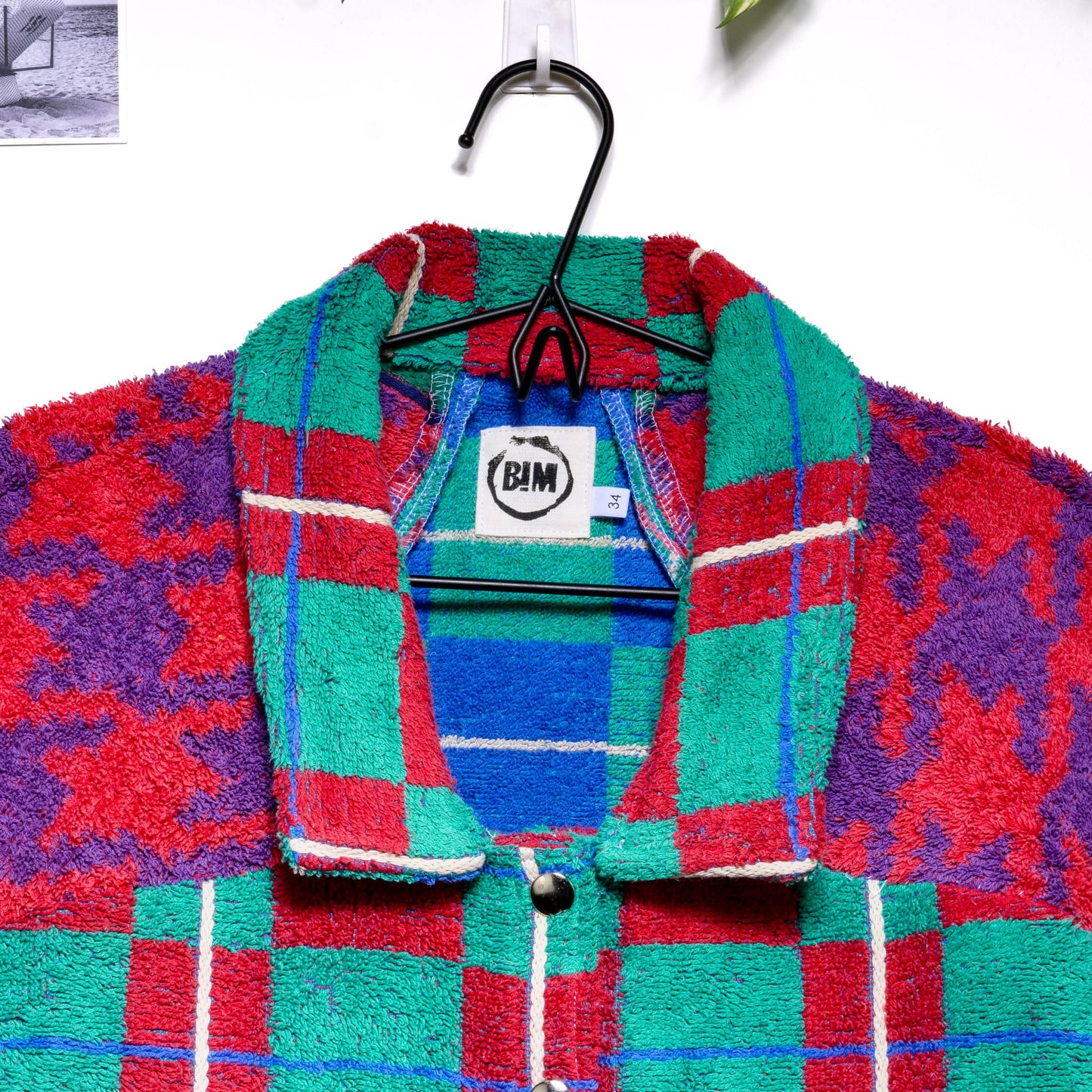Chemise en éponge vintage - Tartan vert et rouge T34