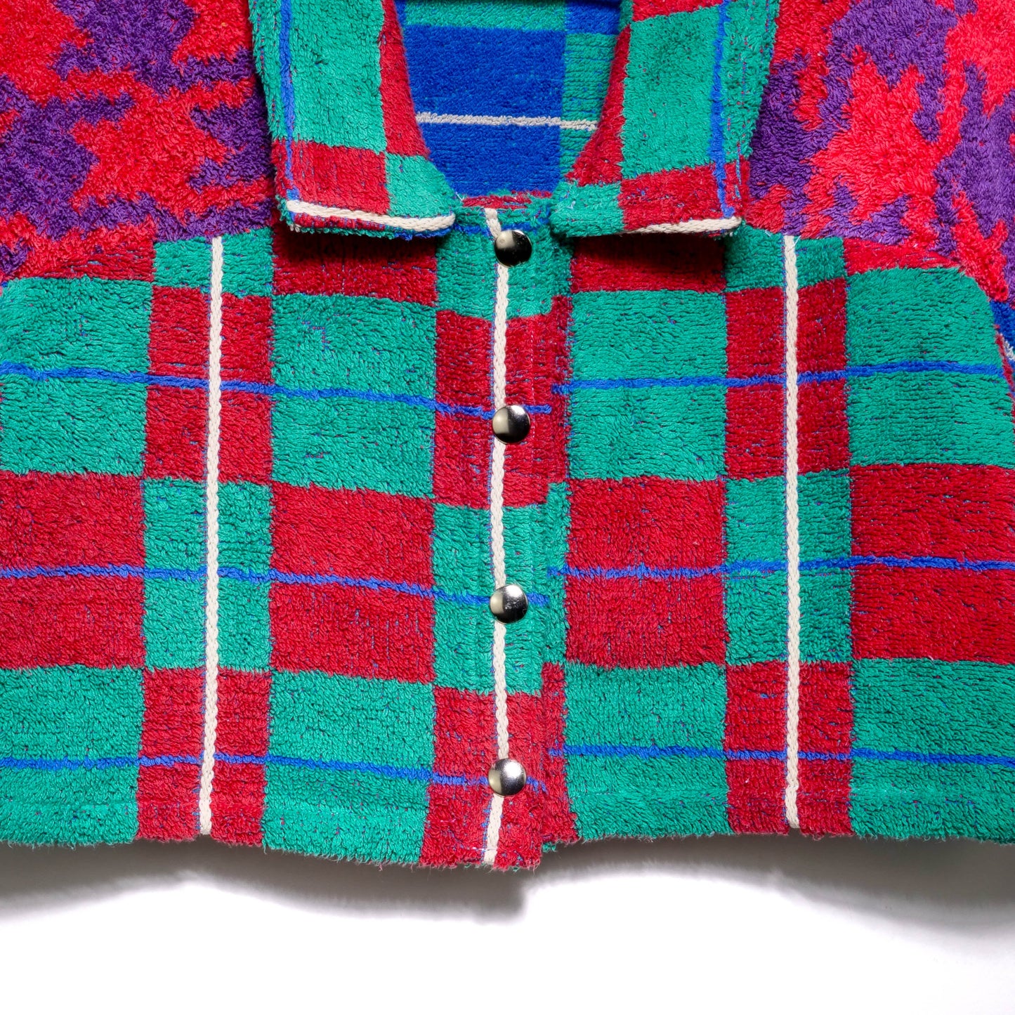 Chemise en éponge vintage - Tartan vert et rouge T34