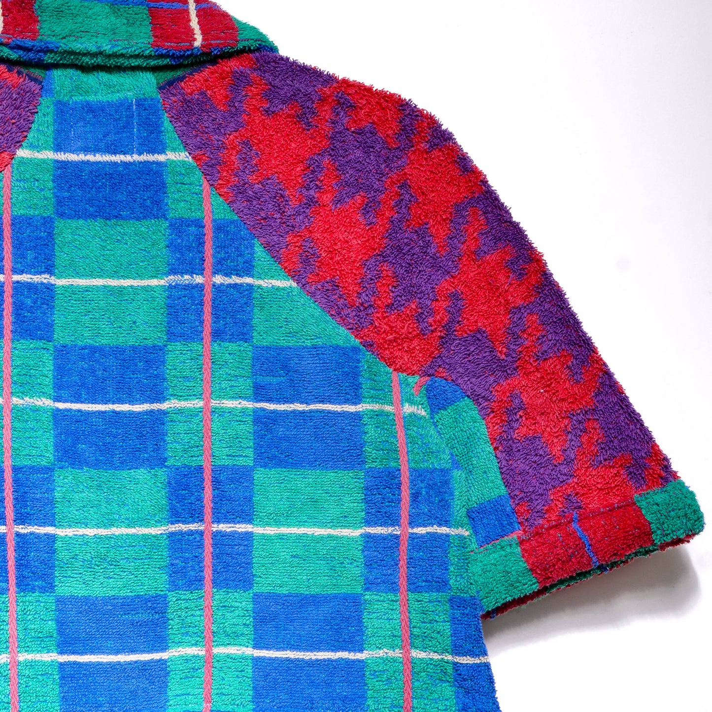 Chemise en éponge vintage - Tartan vert et rouge T34