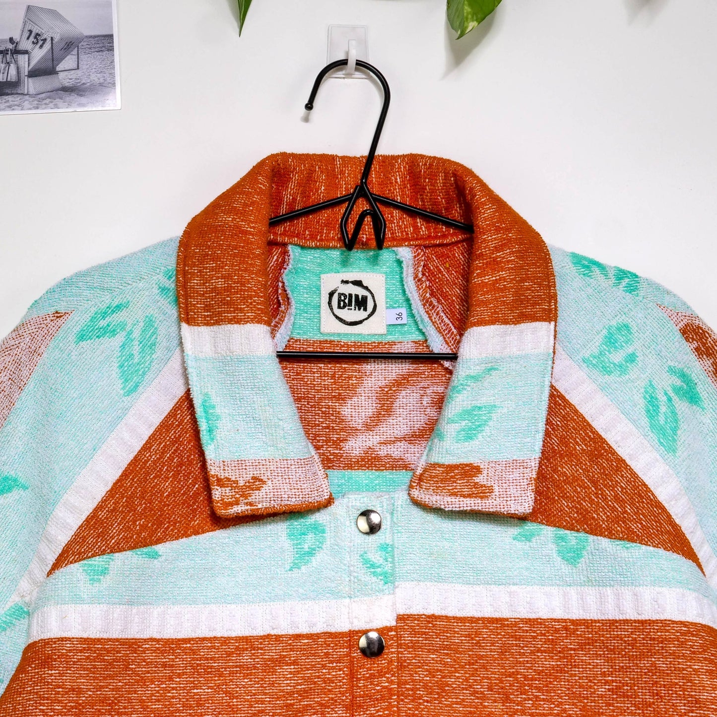 Chemise en éponge vintage - Bleu et marron à fleur T36