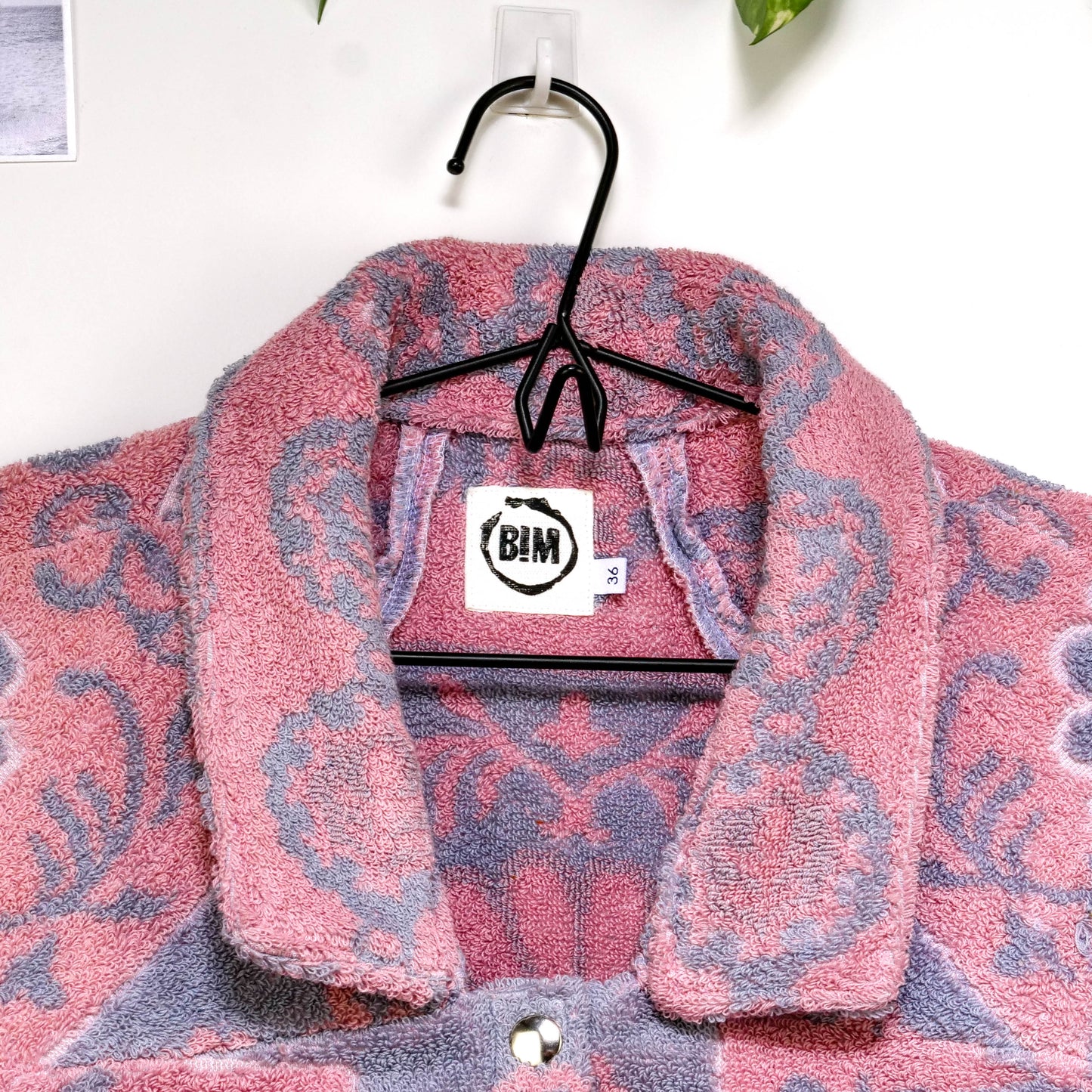 Chemise en éponge vintage - Rose et gris à fleur T36