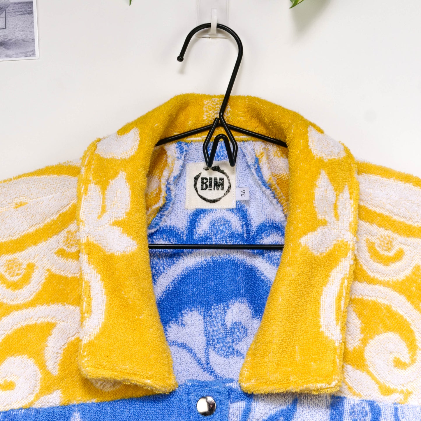 Chemise en éponge vintage - Bleu et jaune à fleur T36