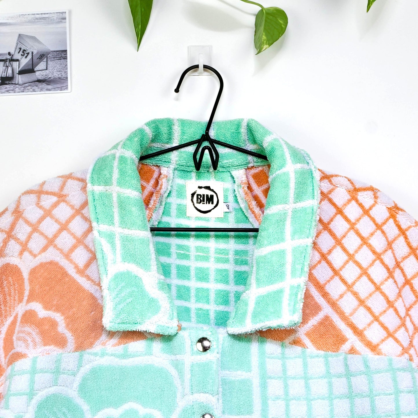 Chemise en éponge vintage - Vert et orange à carreaux T40