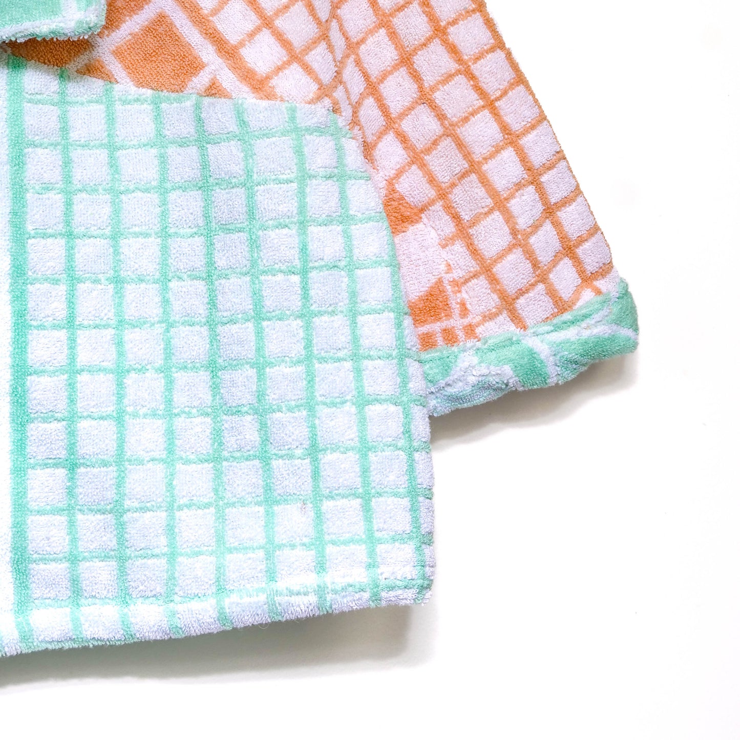 Chemise en éponge vintage - Vert et orange à carreaux T40