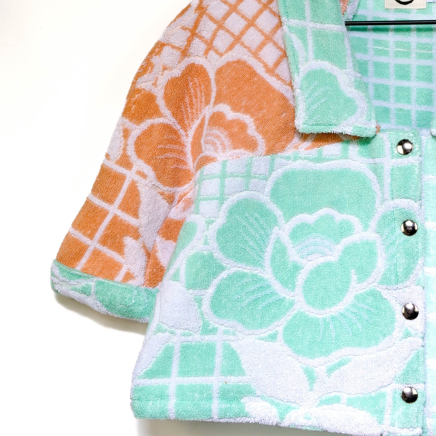 Chemise en éponge vintage - Vert et orange à carreaux T40