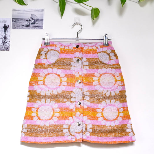 Jupe en éponge vintage - Marron à fleur T34