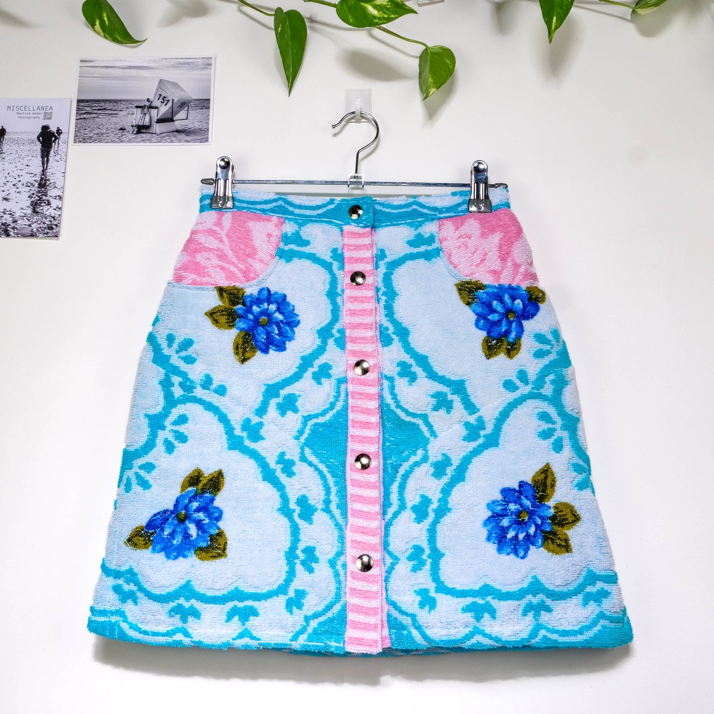 Jupe en éponge vintage - Bleu à fleur T34