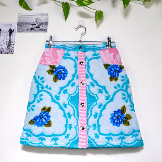 Jupe en éponge vintage - Bleu à fleur T34