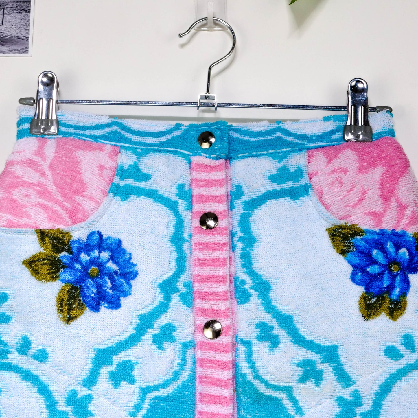 Jupe en éponge vintage - Bleu à fleur T34