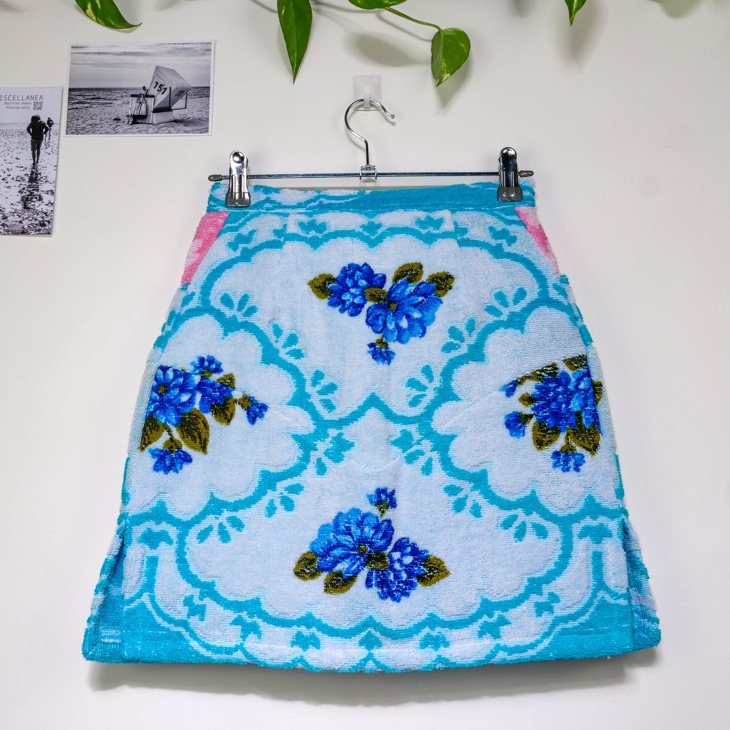 Jupe en éponge vintage - Bleu à fleur T34