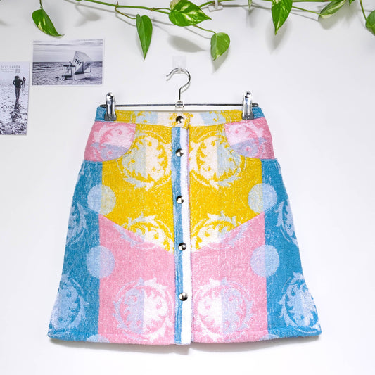 Jupe en éponge vintage - Jaune, bleu et rose T36