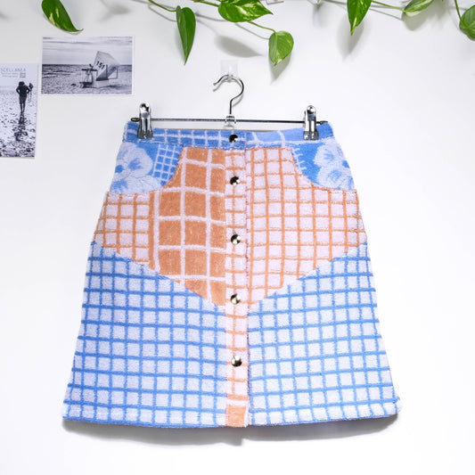 Jupe en éponge vintage - Orange et bleu à carreau T36