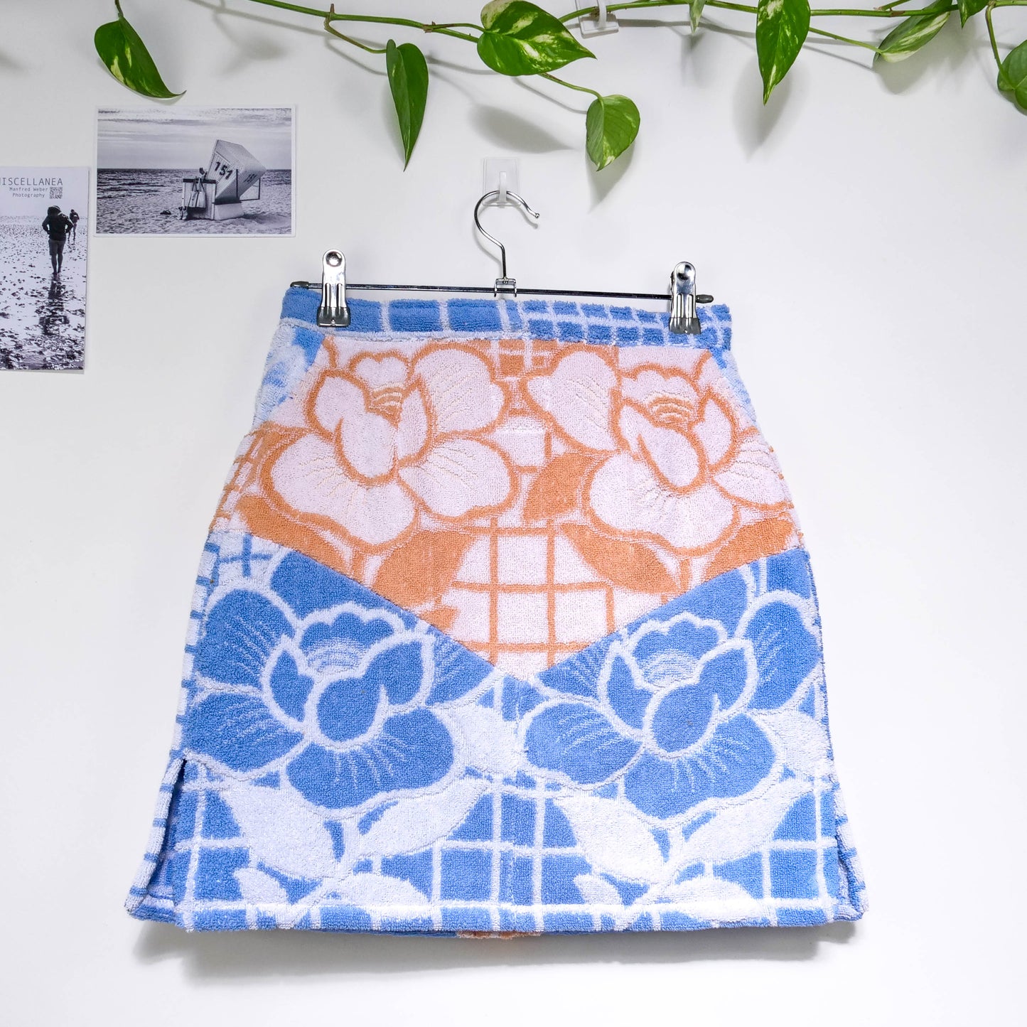 Jupe en éponge vintage - Orange et bleu à carreau T36