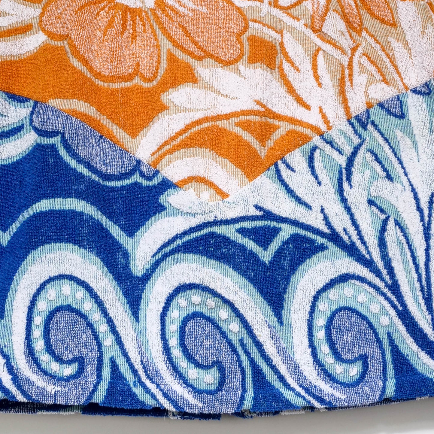 Jupe en éponge vintage - Orange et bleu à fleur T40