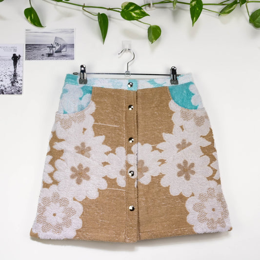 Jupe en éponge vintage - Marron à fleur T40