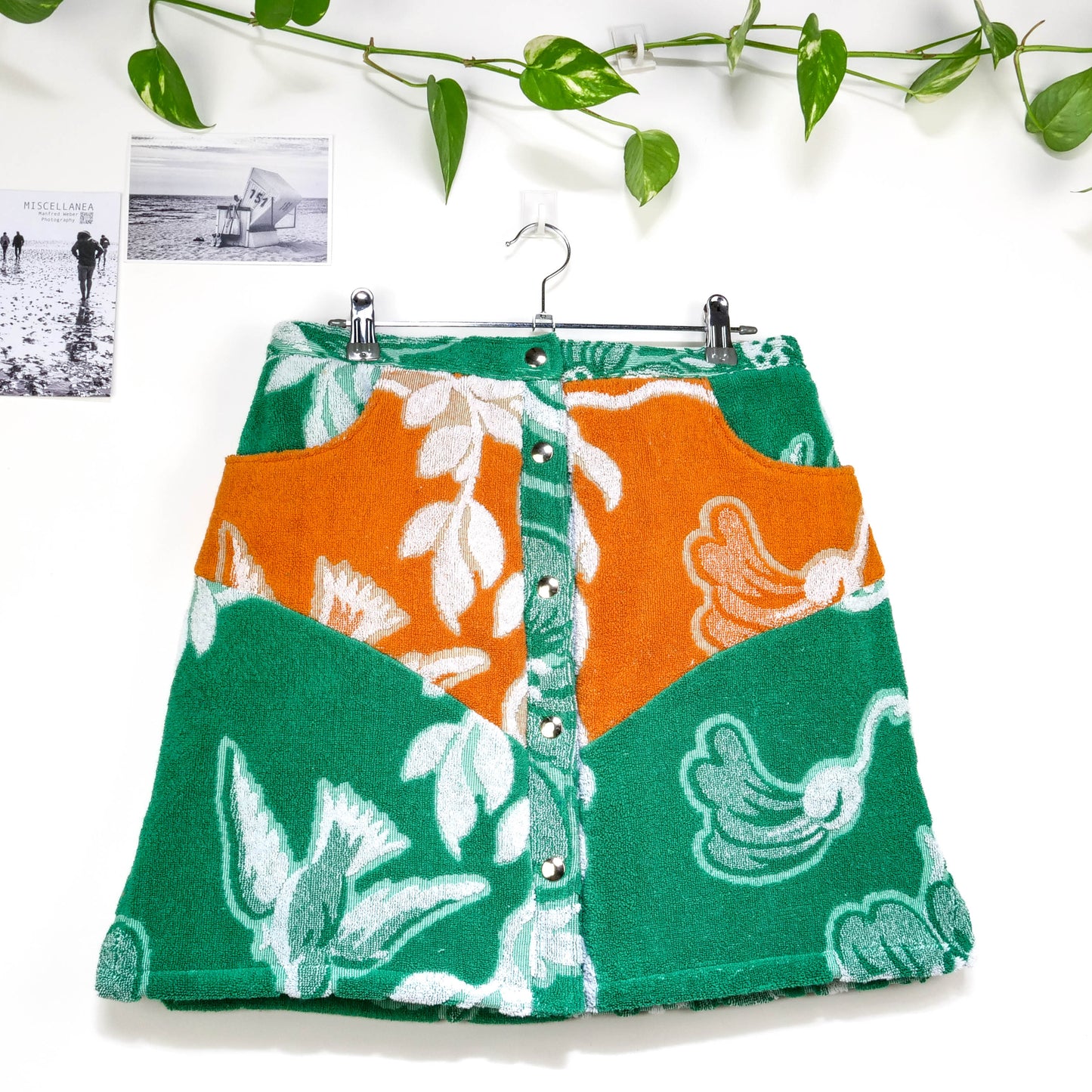 Jupe en éponge vintage - Orange vert à fleur T42