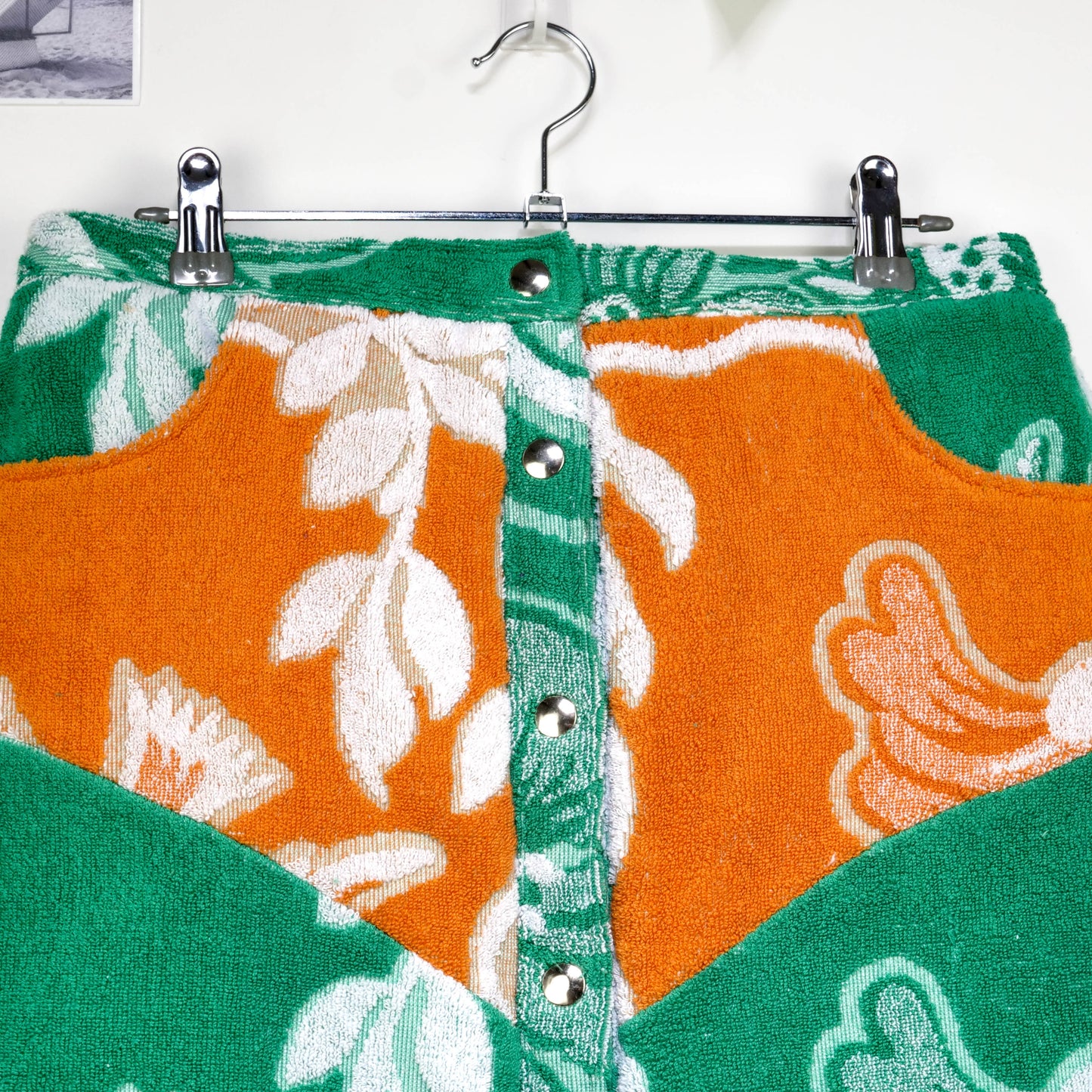 Jupe en éponge vintage - Orange vert à fleur T42