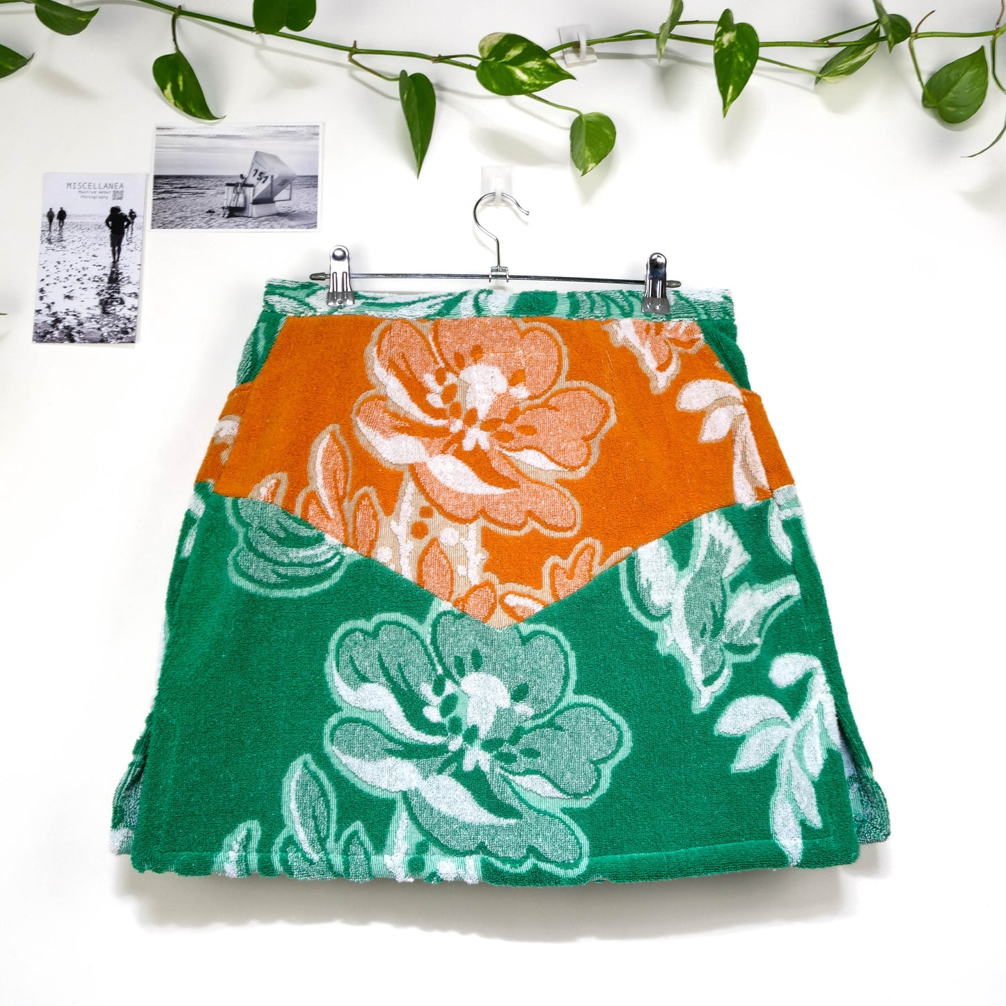Jupe en éponge vintage - Orange vert à fleur T42