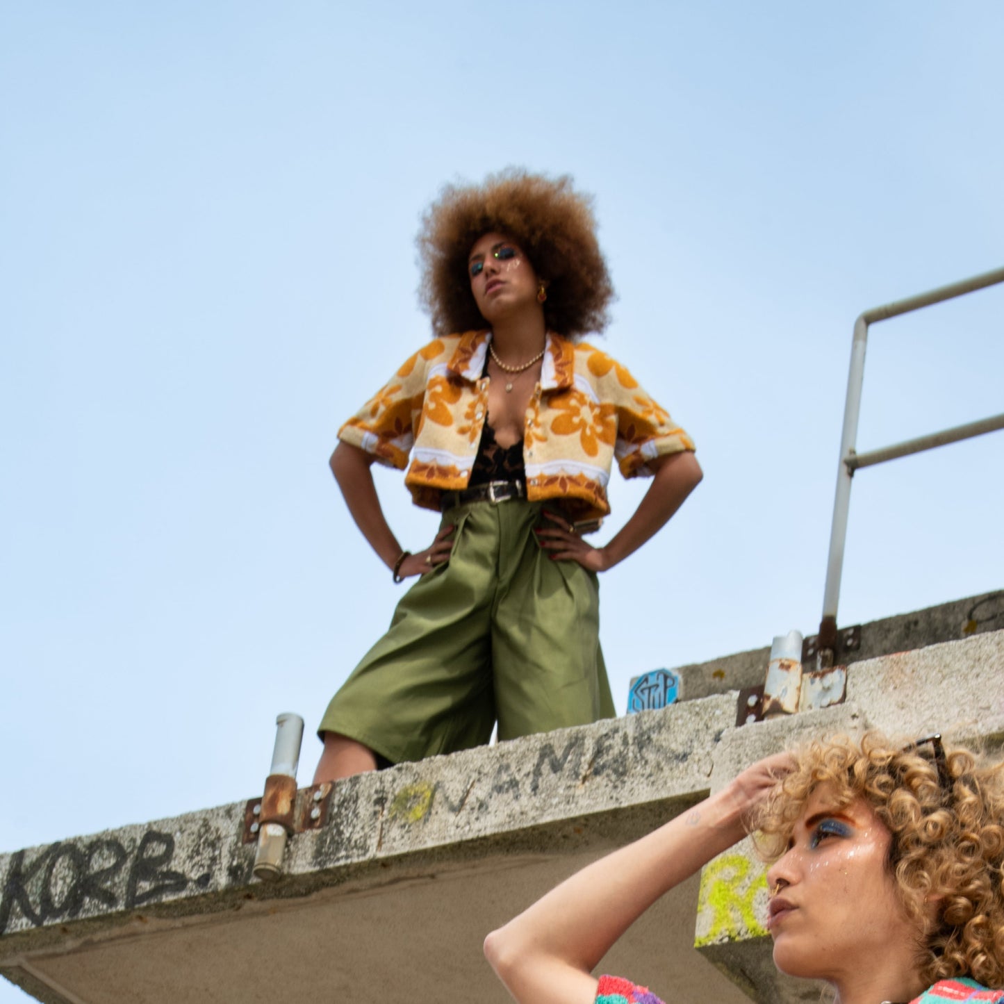 Chemise en éponge vintage - Marron à fleur T40