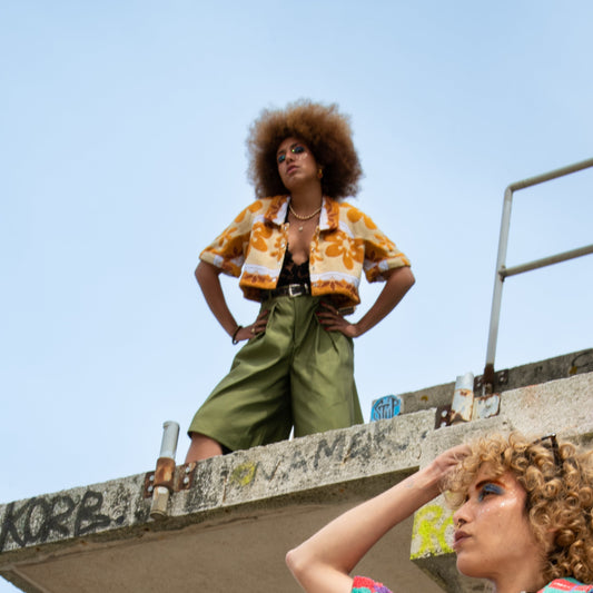 Chemise en éponge vintage - Marron à fleur T40