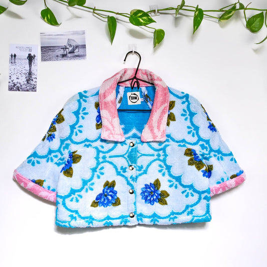 Chemise en éponge vintage - Bleu à fleur T34