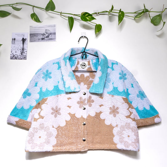 Chemise en éponge vintage - Bleu et marron à fleur T40